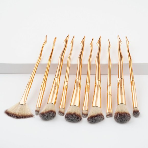 10-Piece Set: Color Fade Makeup Brushes - Golden - Picture 3 of 3